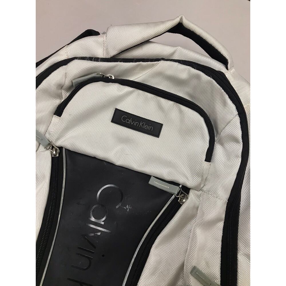 Calvin Klein Backpack Silver Black Laptop Bookbag Multi Pocket School $139.50 - Picture 8 of 16